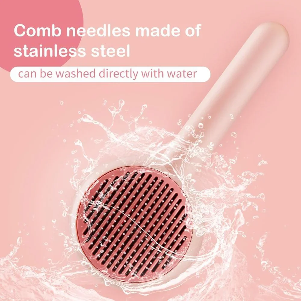 Pet Hair Cleaner Brush,Cat Grooming Brush with Self-Cleaning Button,Pet Shedding